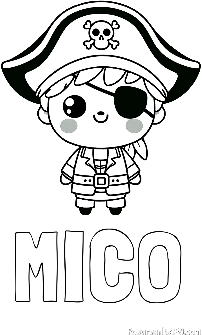 Pobarvanka imena MIČO in pobarvanka ljubkega gusarja