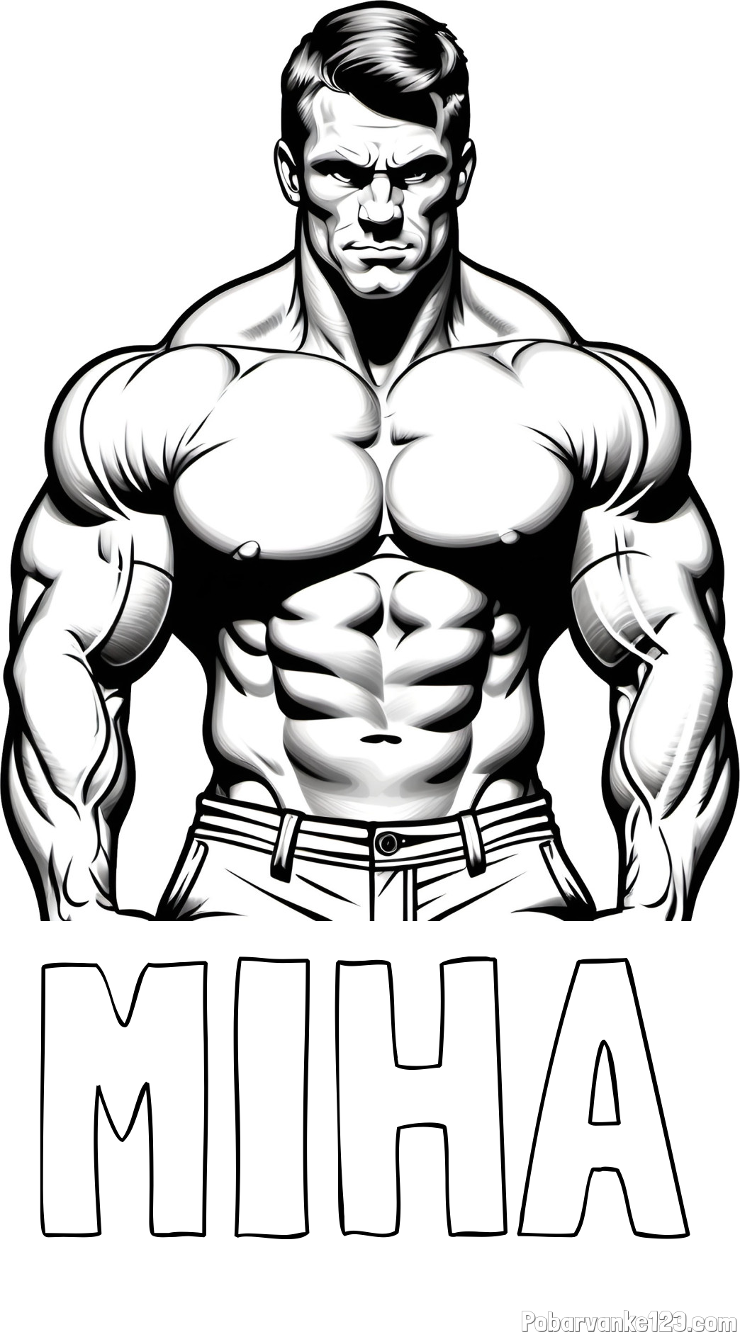 Pobarvanka imena MIHA in pobarvanka bodybuilder-ja