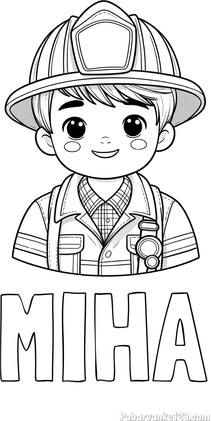 Pobarvanka imena MIHA in pobarvanka mladega gasilca