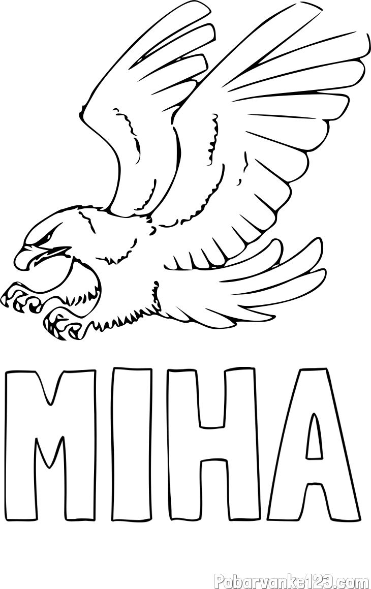Pobarvanka imena MIHA in pobarvanka orla v napadu
