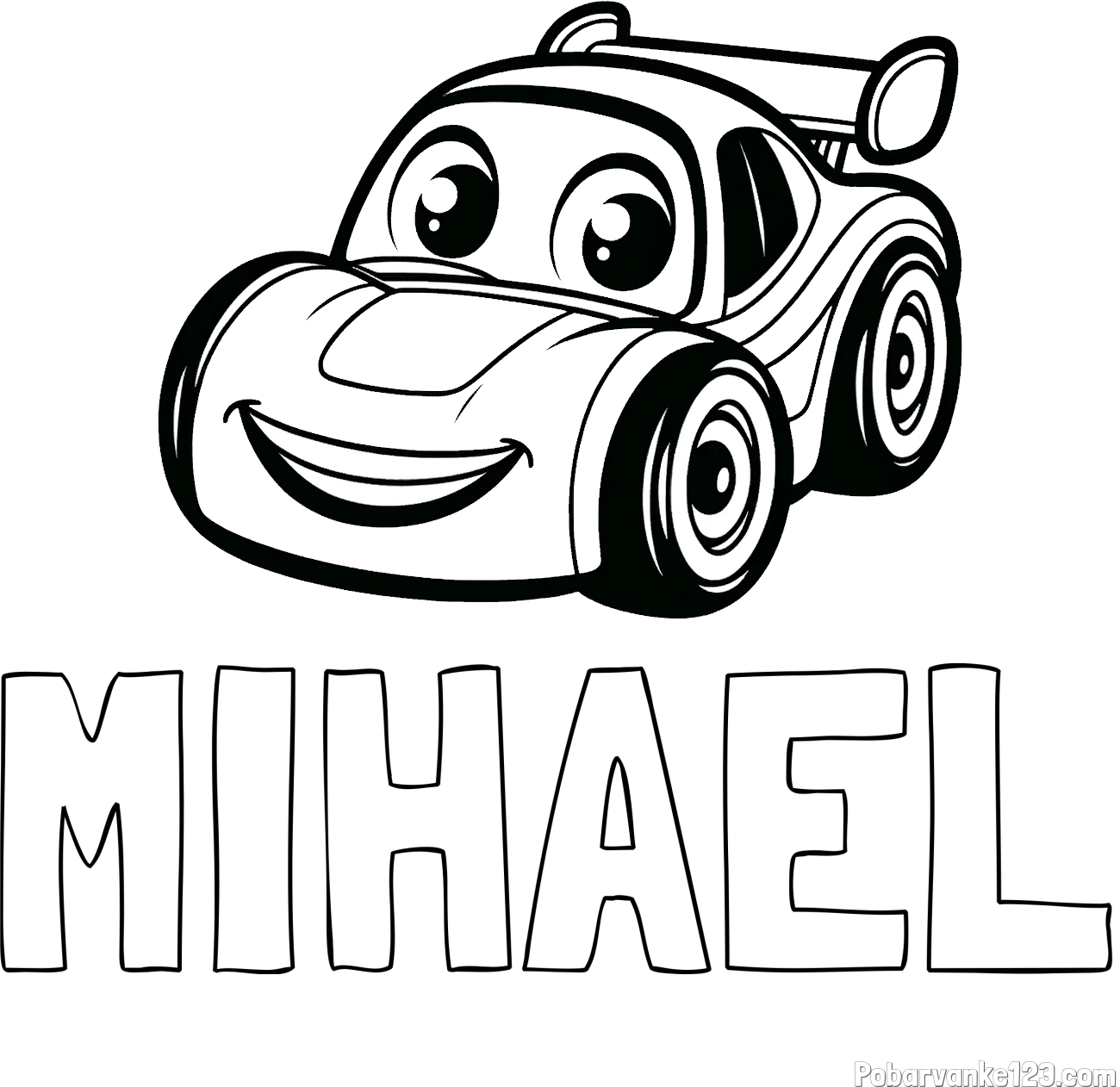 Pobarvanka imena MIHAEL in pobarvanka otroškega avtomobila