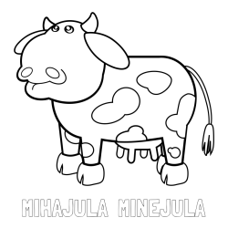 Online izdelana pobarvanka - Pobarvanka imena MIHAJULA - MINEJULA in otroška pobarvanka smešne krave
