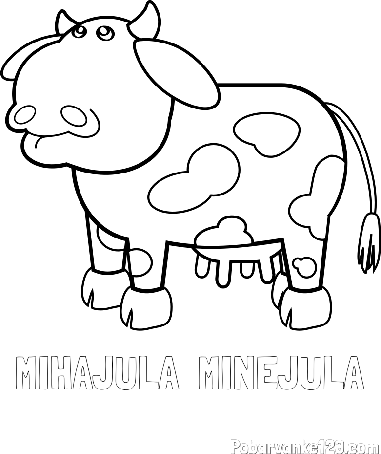 Pobarvanka imena MIHAJULA - MINEJULA in otroška pobarvanka smešne krave