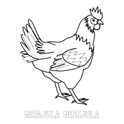 Online izdelana pobarvanka - Pobarvanka imena MIHAJULA - MINEJULA in pobarvanka kokoške