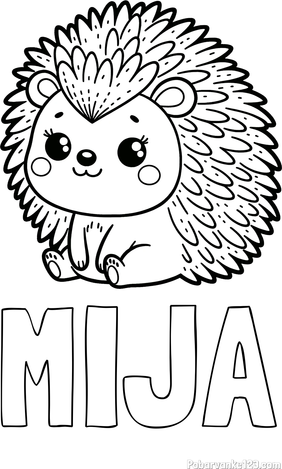 Pobarvanka imena MIJA in pobarvanka nasmejanega ježka