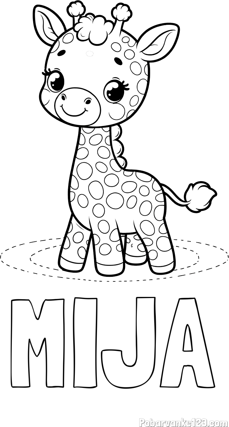 Pobarvanka imena MIJA in pobarvanka žirafe