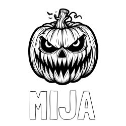 Online izdelana pobarvanka - Pobarvanka imena MIJA in pobarvanka zlobne buče za noč čarovnic