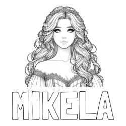 Online izdelana pobarvanka - Pobarvanka imena MIKELA in pobarvanka lepe princese