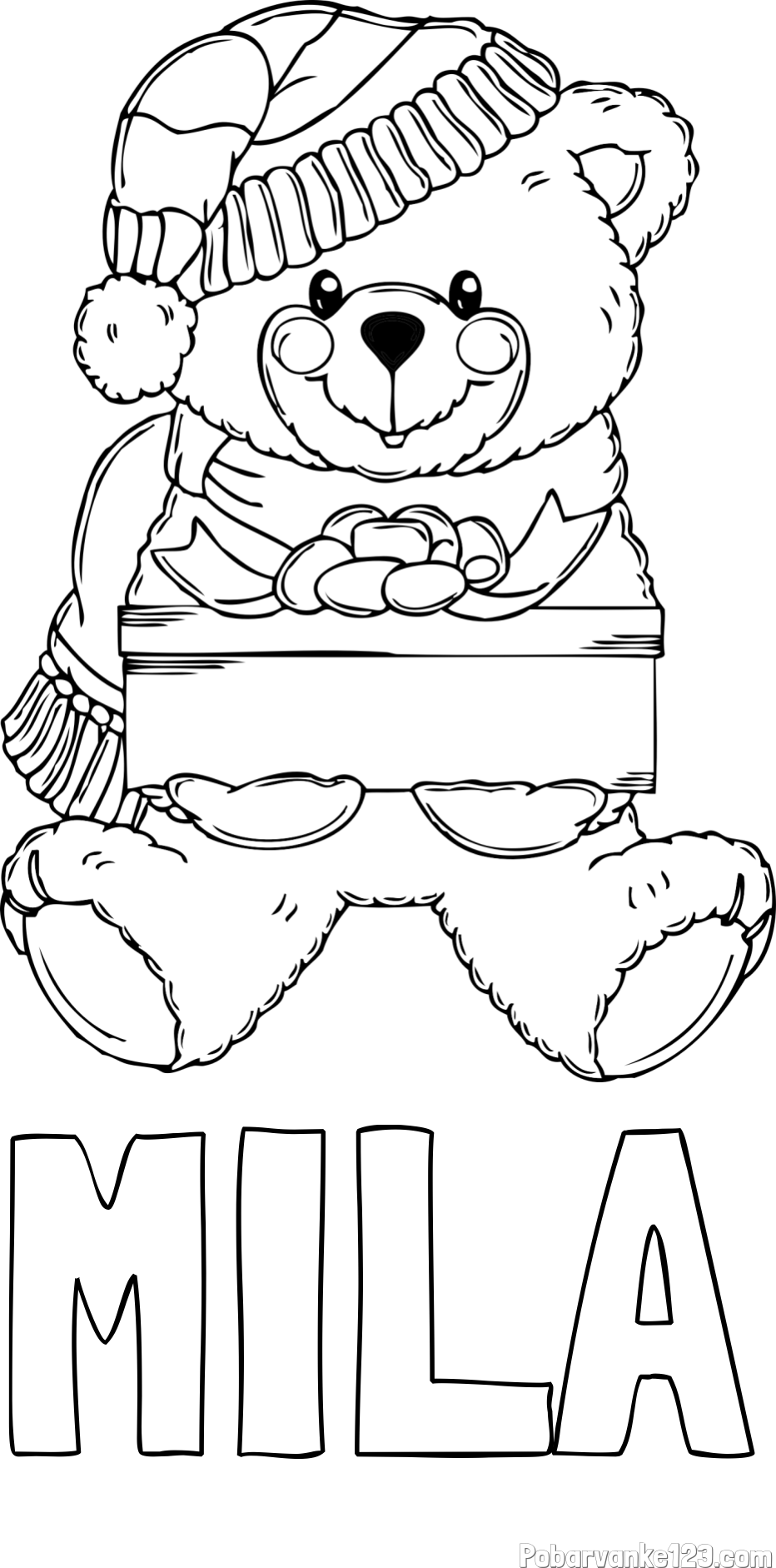 Pobarvanka imena MILA in pobarvanka ljubkega medvedka