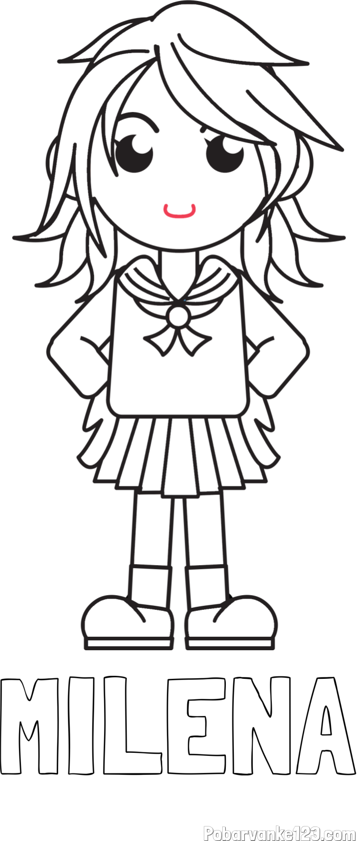 Pobarvanka imena MILENA in pobarvanka šolarke