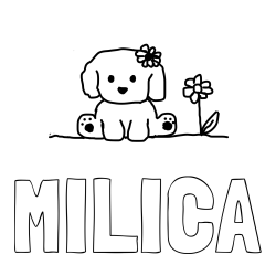 Online izdelana pobarvanka - Pobarvanka imena MILICA in KUŽIKA