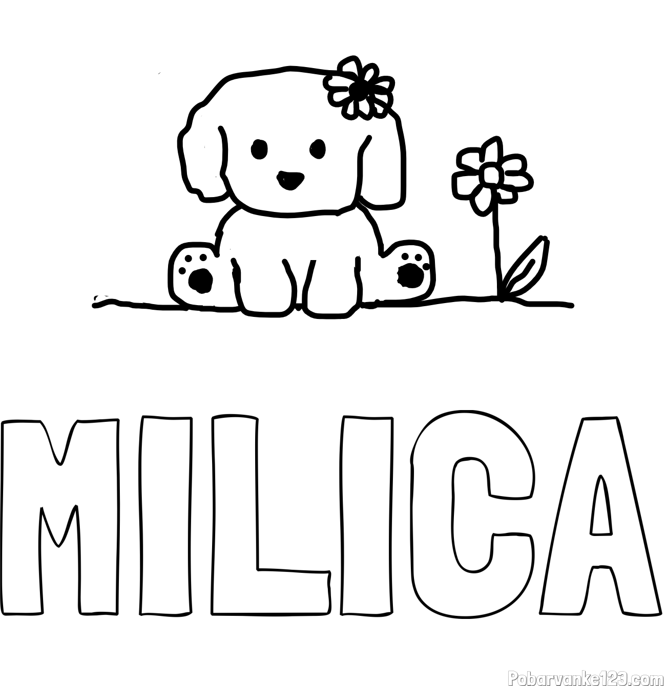 Pobarvanka imena MILICA in KUŽIKA