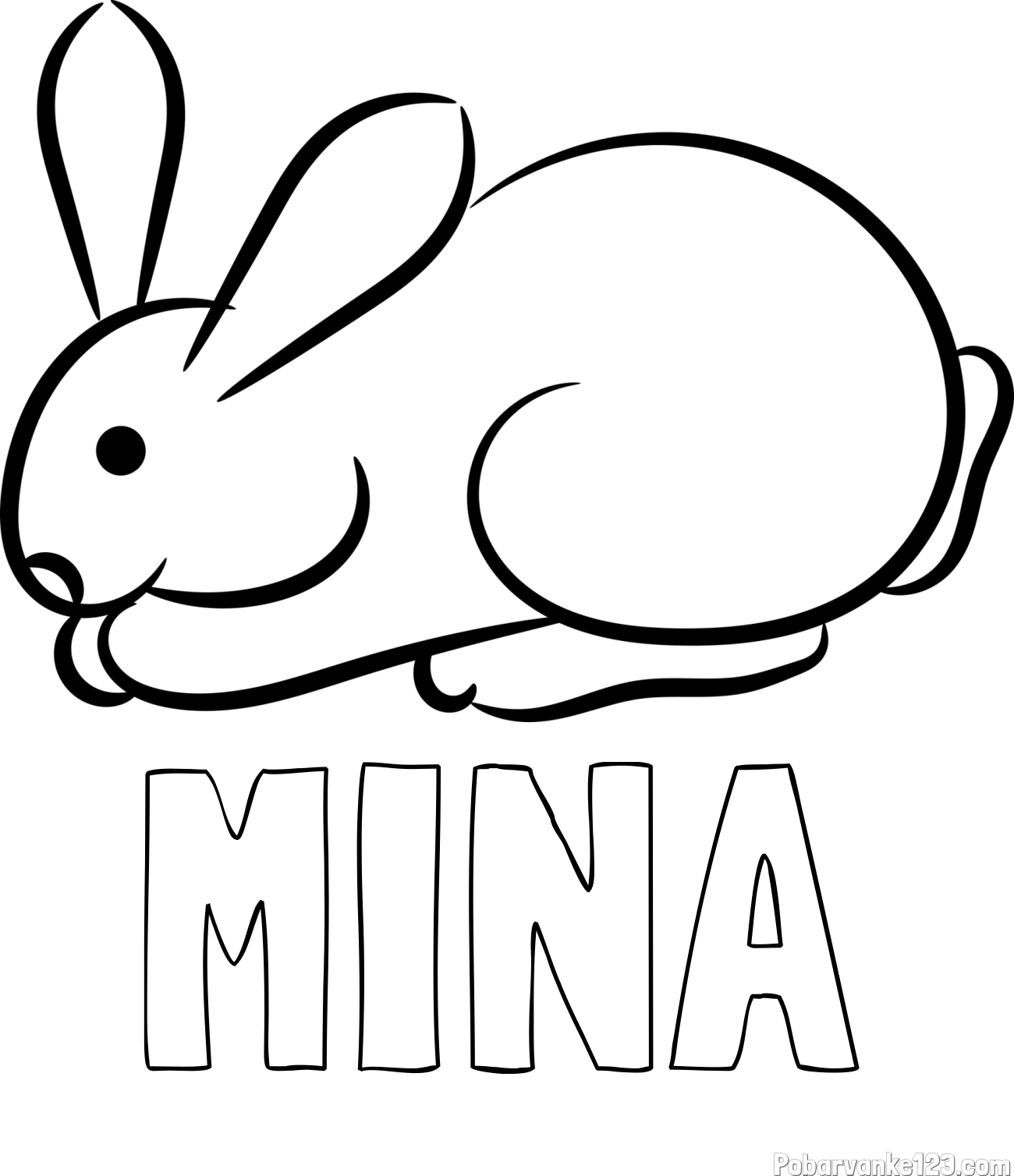Pobarvanka imena MINA in pobarvanka majhnega zajčka