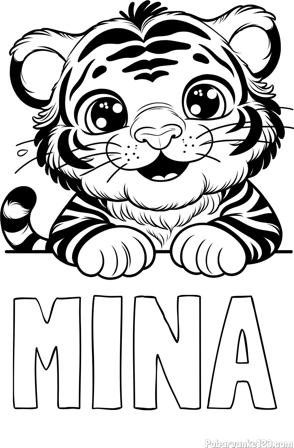 Pobarvanka imena MINA in pobarvanka tigrček