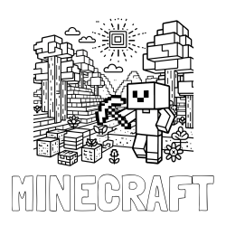 Online izdelana pobarvanka - Pobarvanka imena MINECRAFT in pobarvanka Minecraft sveta