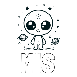 Online izdelana pobarvanka - Pobarvanka imena MIŠ in pobarvanka vesoljec