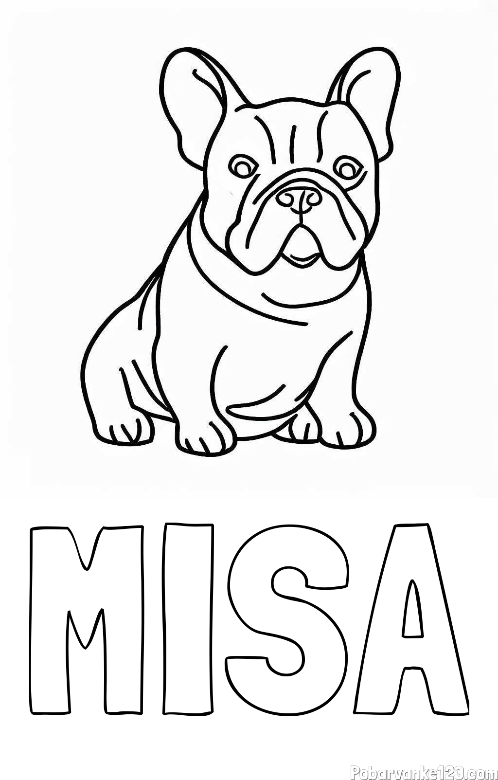 Pobarvanka imena MIŠA in pobarvanka francoskega buldoga