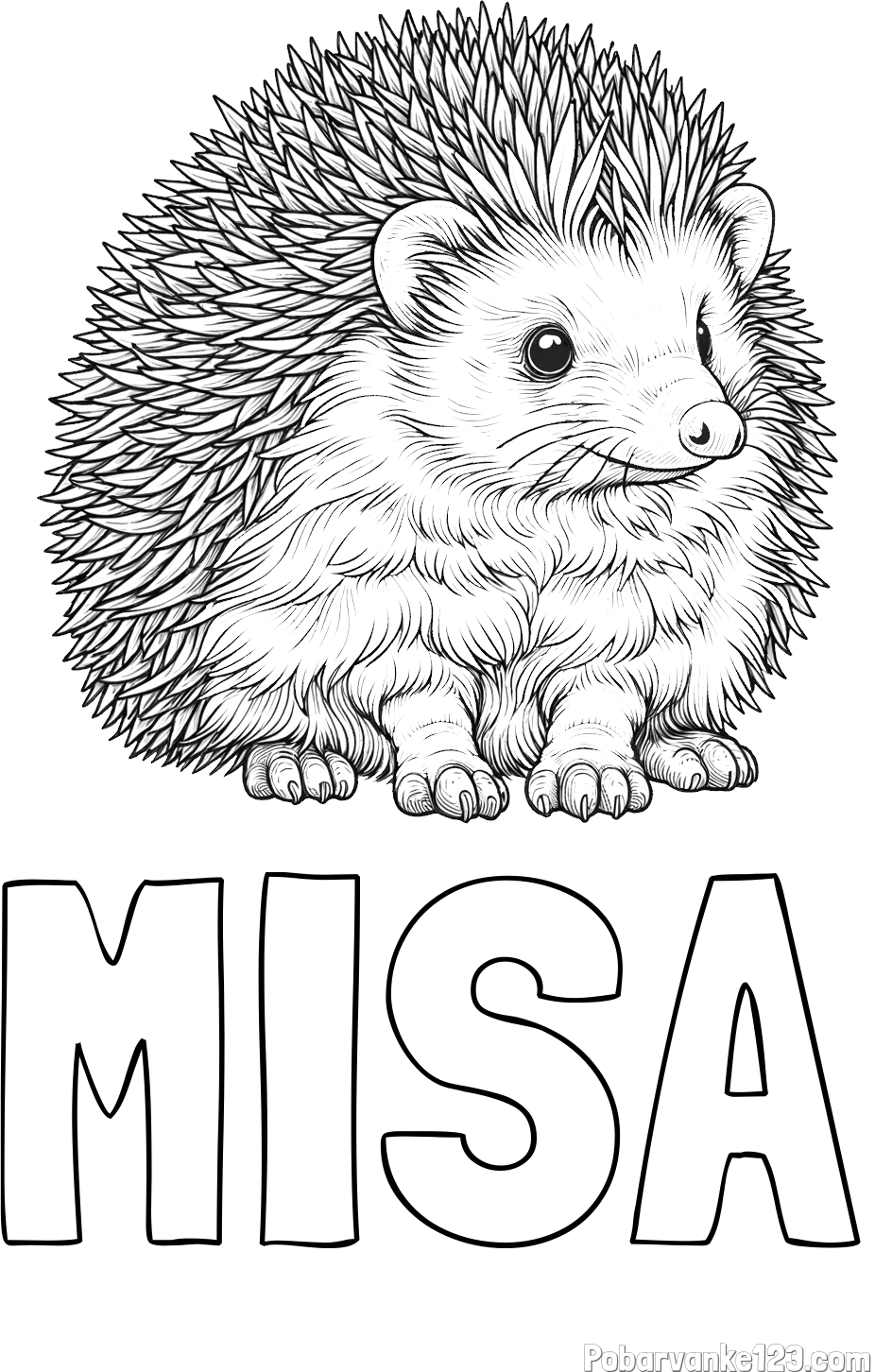 Pobarvanka imena MIŠA in pobarvanka nasmejanega ježa