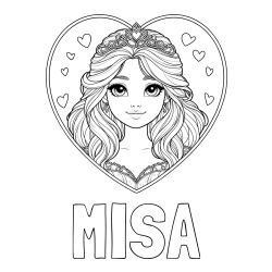 Pobarvanka imena MIŠA ter princeske
