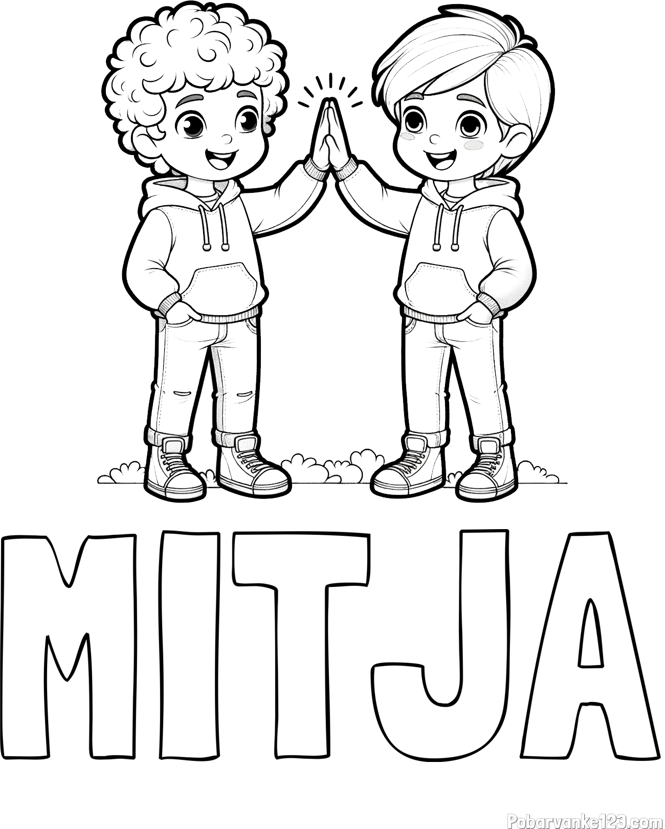 Pobarvanka imena MITJA in pobarvanka prijatlejev