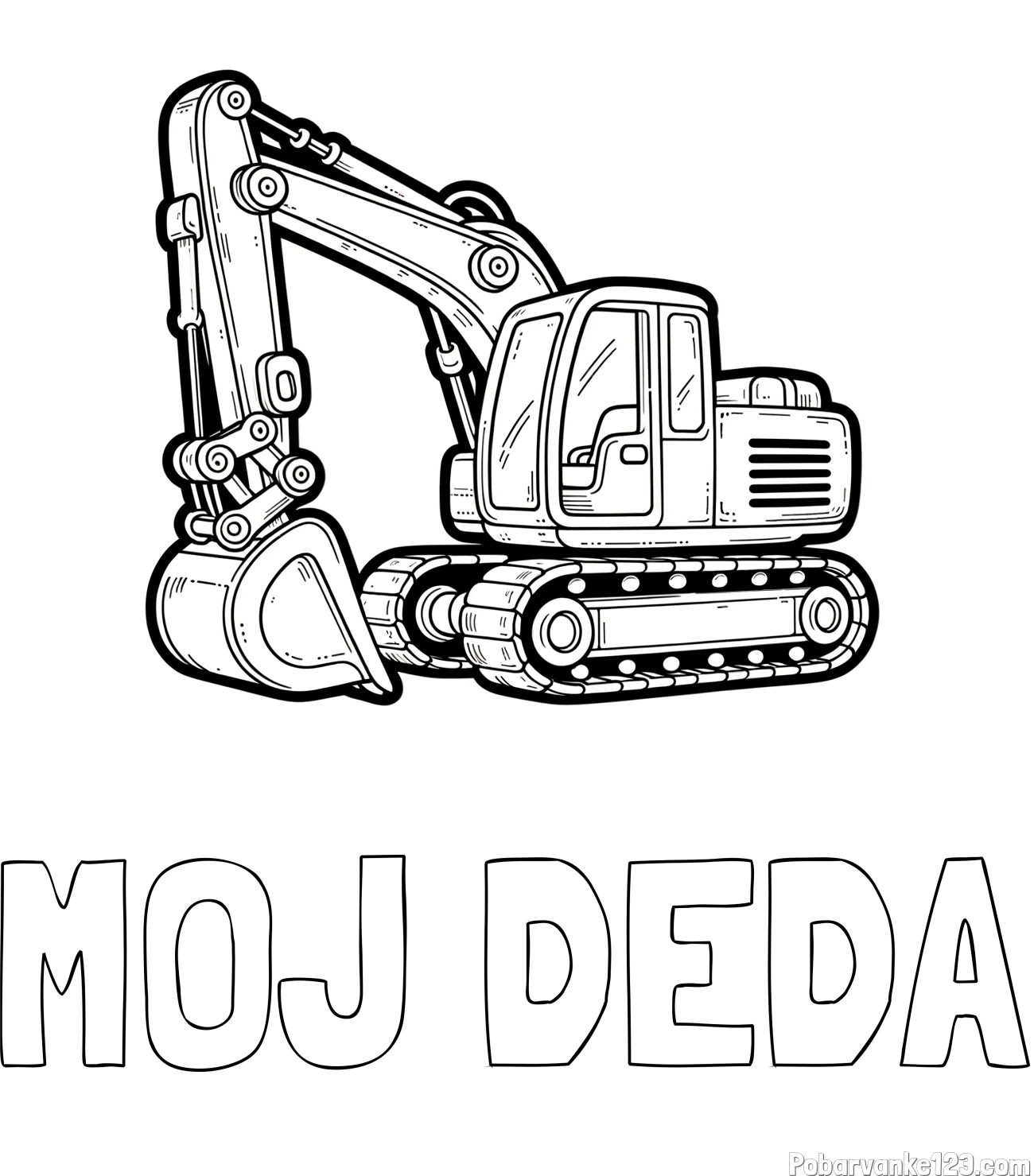 Pobarvanka imena MOJ DEDA in pobarvanka velikega delovnega stroja - bagra