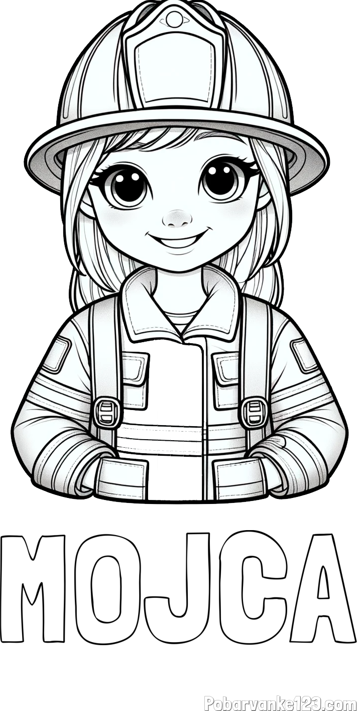 Pobarvanka imena MOJCA in pobarvanka ljubke gasilke