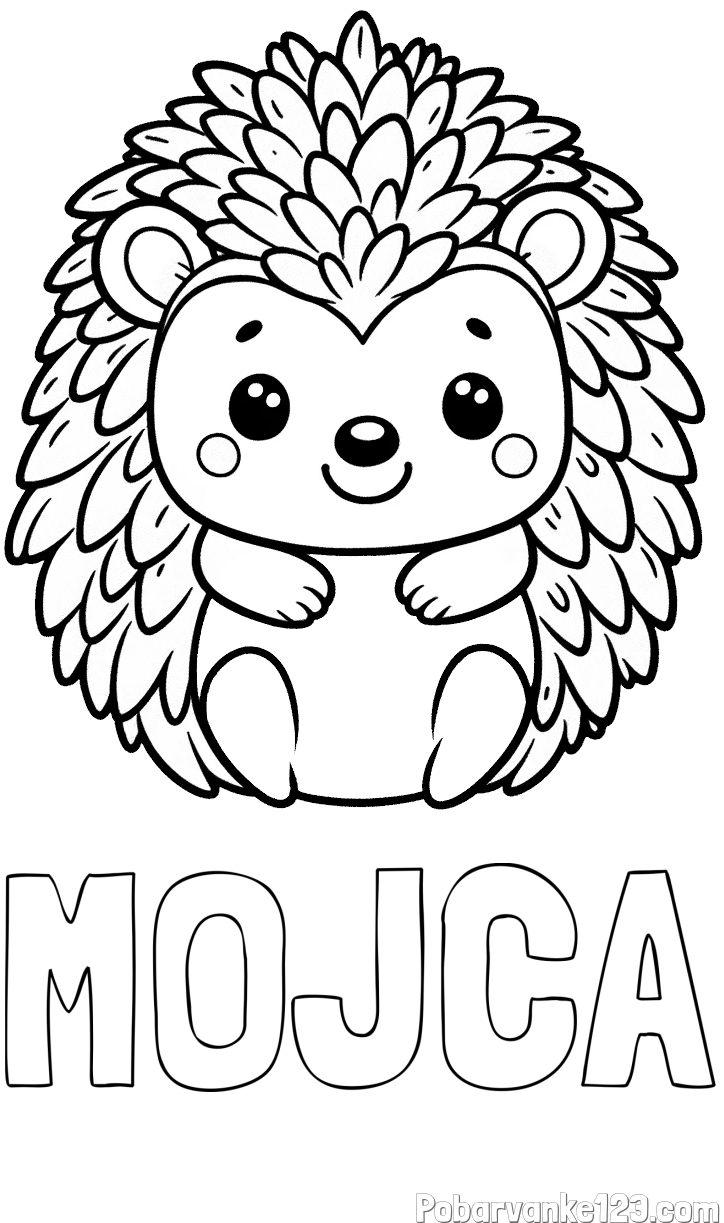 Pobarvanka imena MOJCA in pobarvanka prikupnega ježa