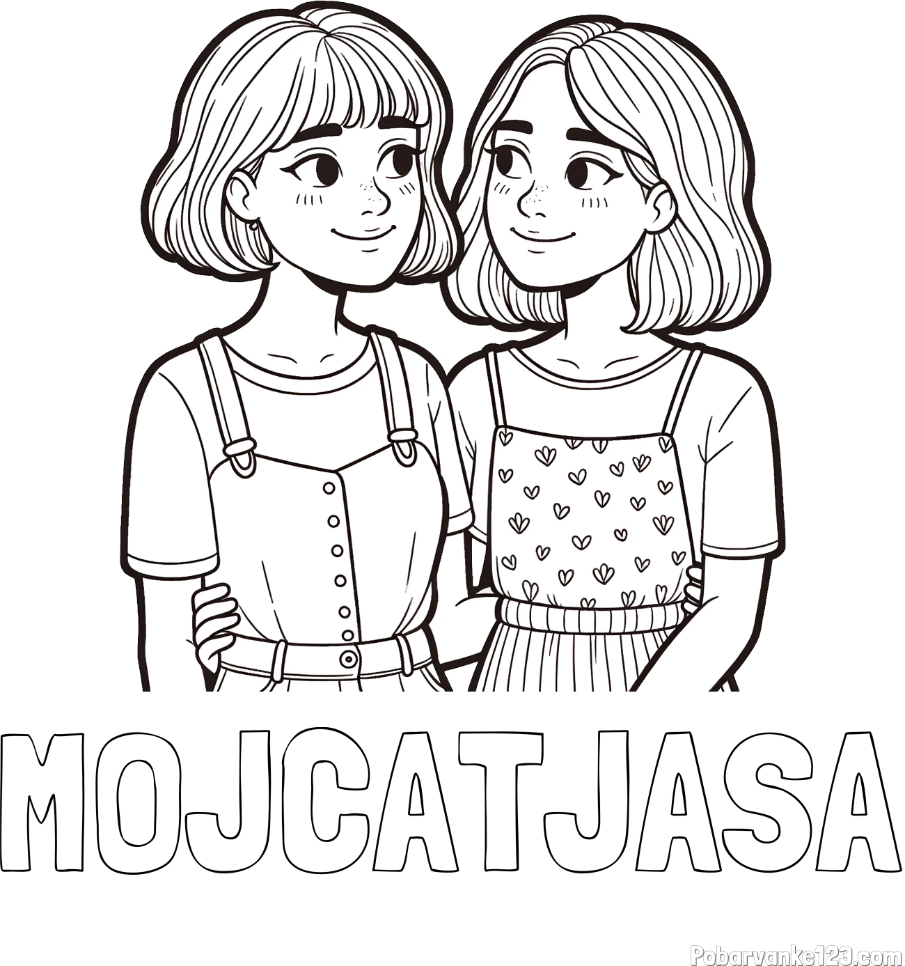 Pobarvanka imena MOJCATJAŠA in pobarvanka dveh najboljših prijateljic
