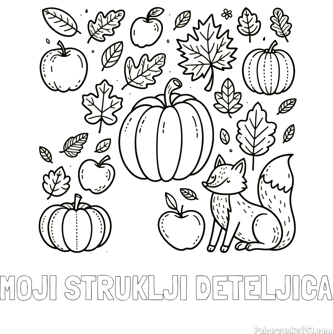 Pobarvanka imena MOJI ŠTRUKLJI DETELJICA in pobarvanka z motivom jeseni