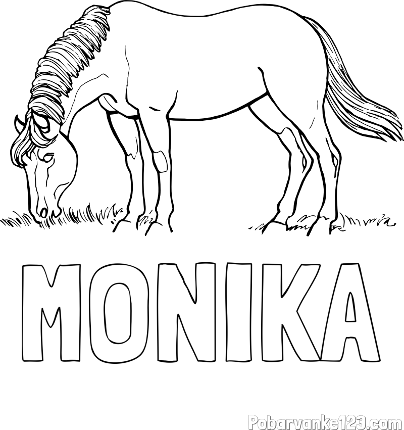 Pobarvanka imena MONIKA in pobarvanka konja med pašo