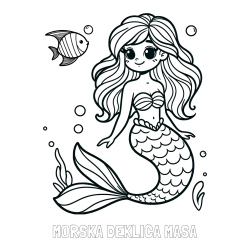 Online izdelana pobarvanka - Pobarvanka imena MORSKA DEKLICA MAŠA in pobarvanka male morske deklice in ribice