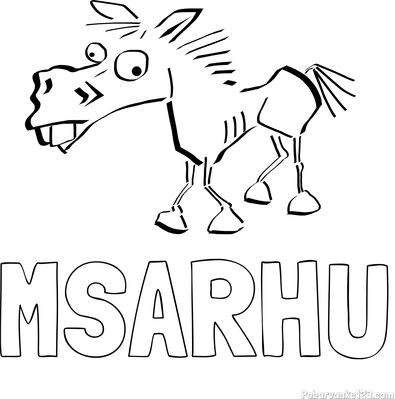 Pobarvanka imena MSARHU in pobarvanka smešni konj