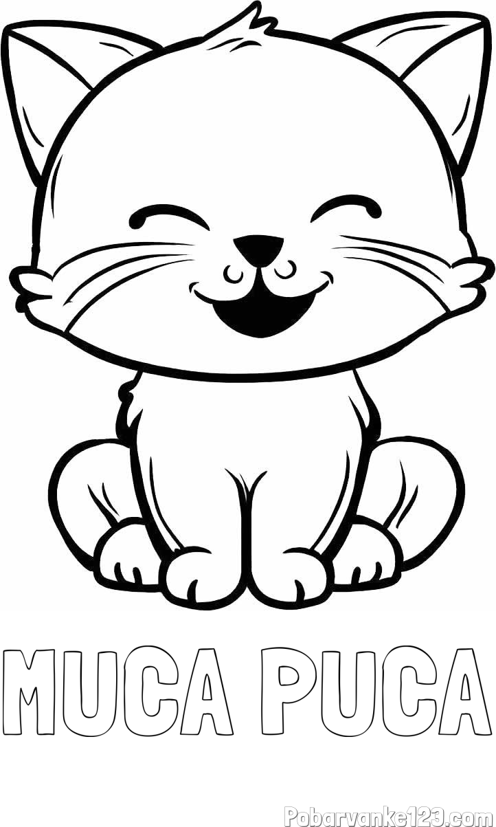 Pobarvanka imena MUCA PUCA in pobarvanka prikupne mačke