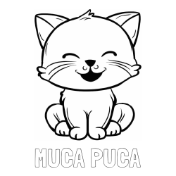 Online izdelana pobarvanka - Pobarvanka imena MUCA PUCA in pobarvanka prikupne mačke