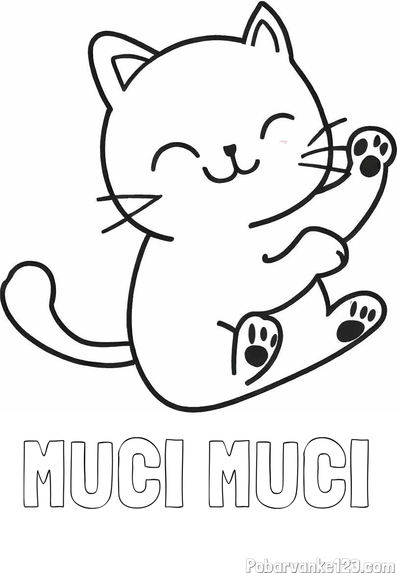 Pobarvanka imena MUCI MUCI in pobarvanka razigranega mucka
