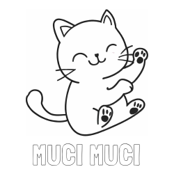 Online izdelana pobarvanka - Pobarvanka imena MUCI MUCI in pobarvanka razigranega mucka