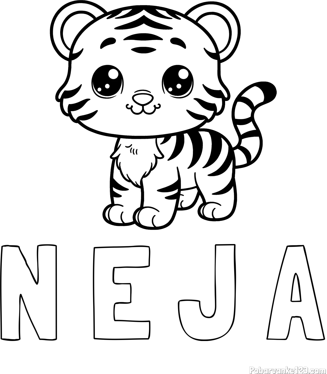 Pobarvanka imena N E J A in pobarvanka ljubkega tigrčka