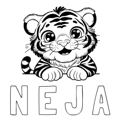 Online izdelana pobarvanka - Pobarvanka imena N E J A in pobarvanka tigrček