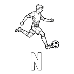 Online izdelana pobarvanka - Pobarvanka imena N in pobarvanka nogometaša v napadu