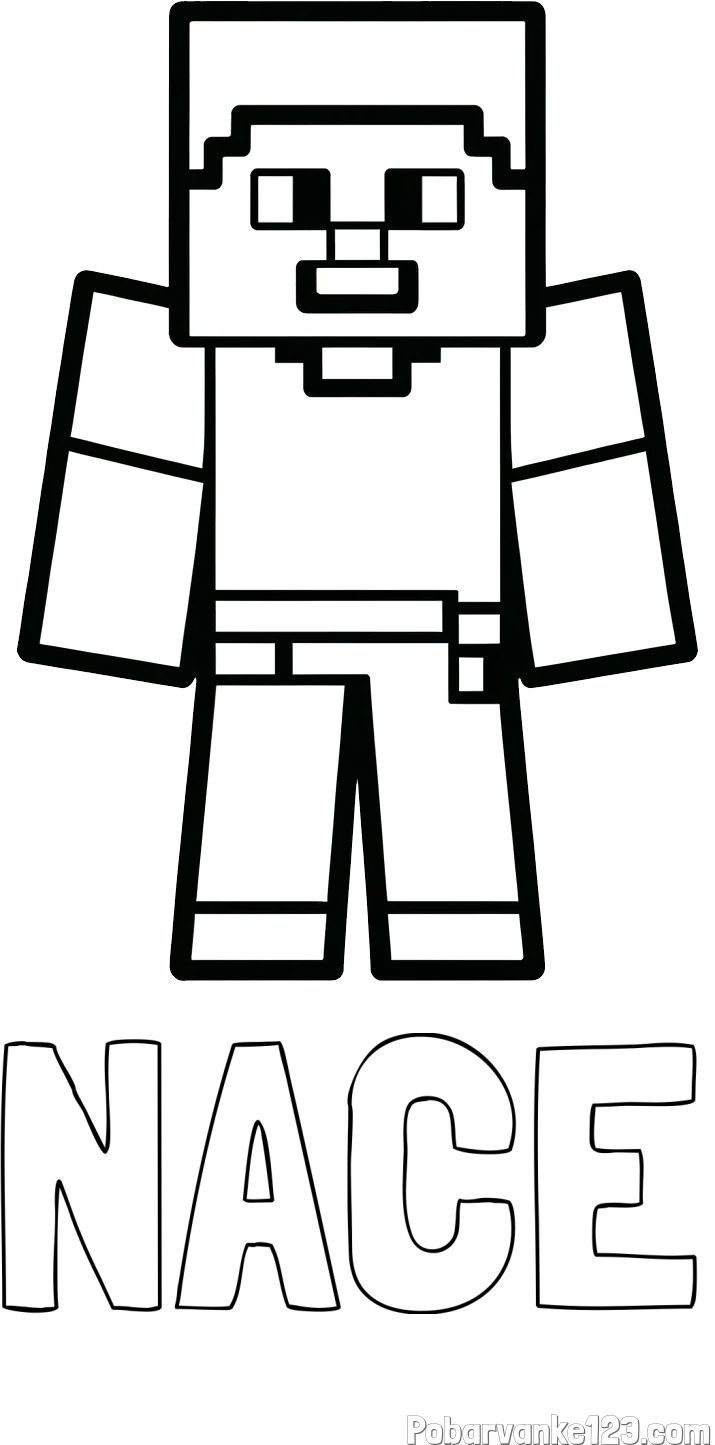 Pobarvanka imena NACE in pobarvanka Minecraft figurice