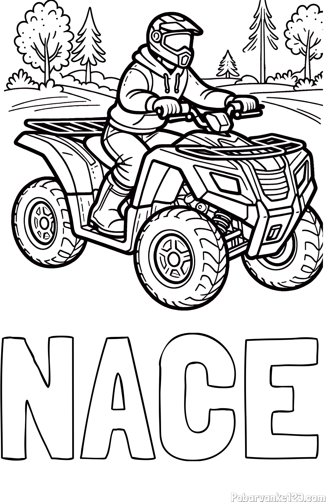 Pobarvanka imena NACE in pobarvanka motorista na štirikolesniku