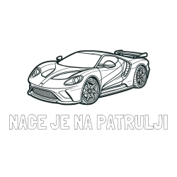 Online izdelana pobarvanka - Pobarvanka imena NACE JE NA PATRULJI in Športni avtomobil
