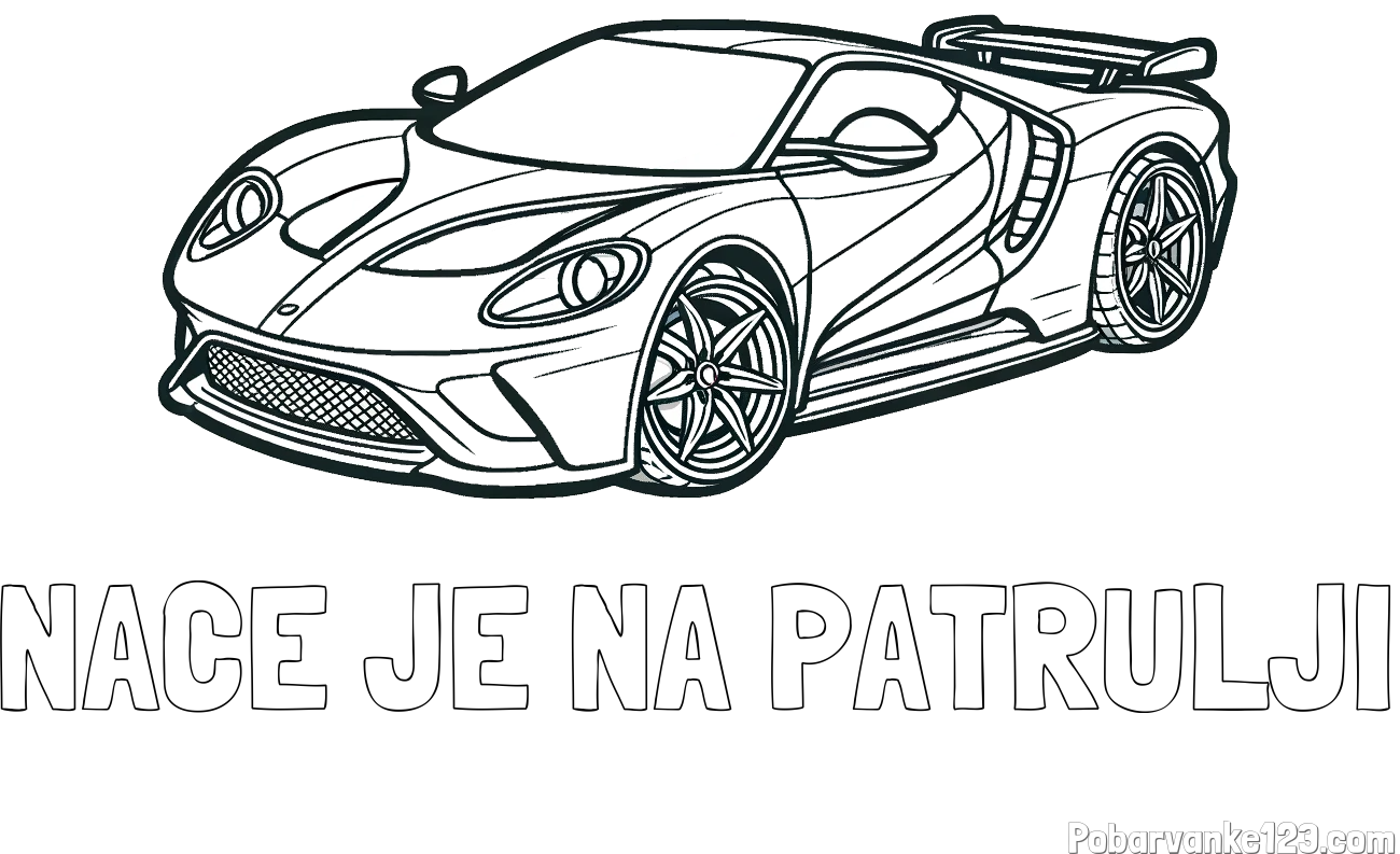 Pobarvanka imena NACE JE NA PATRULJI in Športni avtomobil