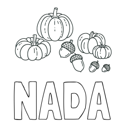 Online izdelana pobarvanka - Pobarvanka imena NADA in pobarvanka buč in želoda
