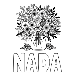 Online izdelana pobarvanka - Pobarvanka imena NADA in pobarvanka veliekga šopka rož