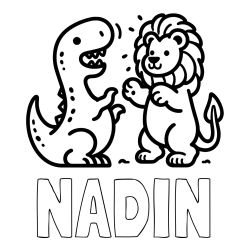 Pobarvanka imena NADIN ter dinozavra