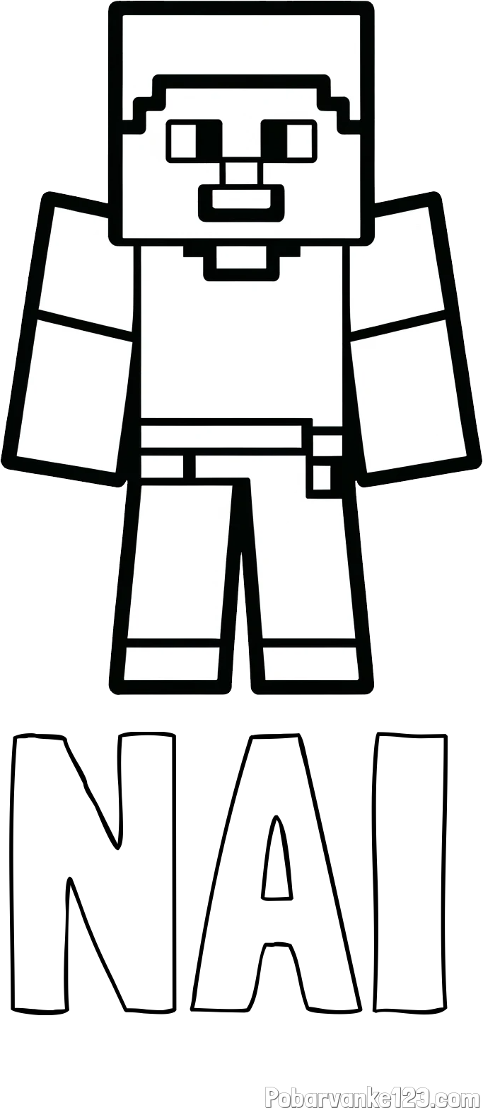 Pobarvanka imena NAI in pobarvanka Minecraft figurice