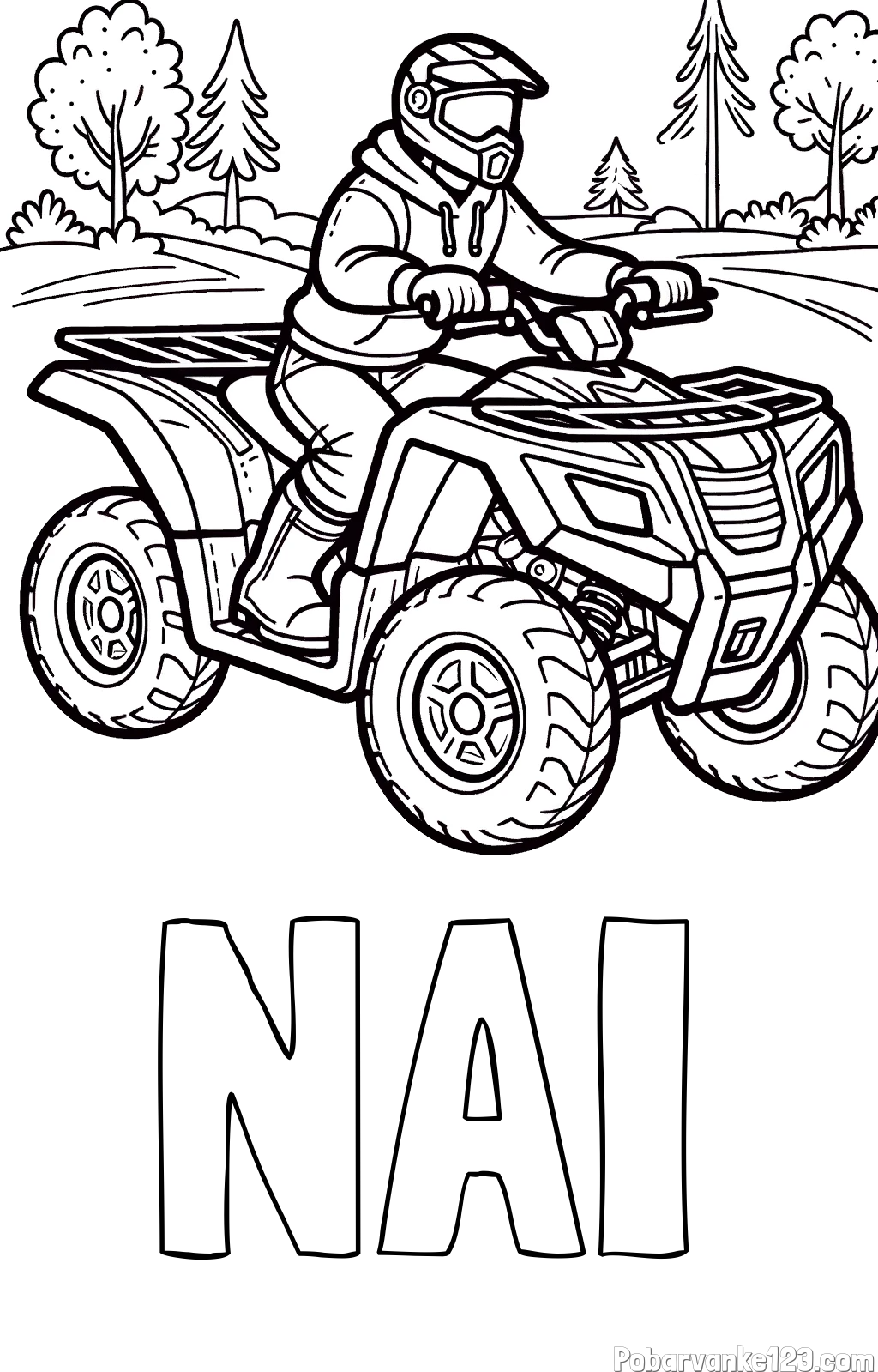 Pobarvanka imena NAI in pobarvanka motorista na štirikolesniku
