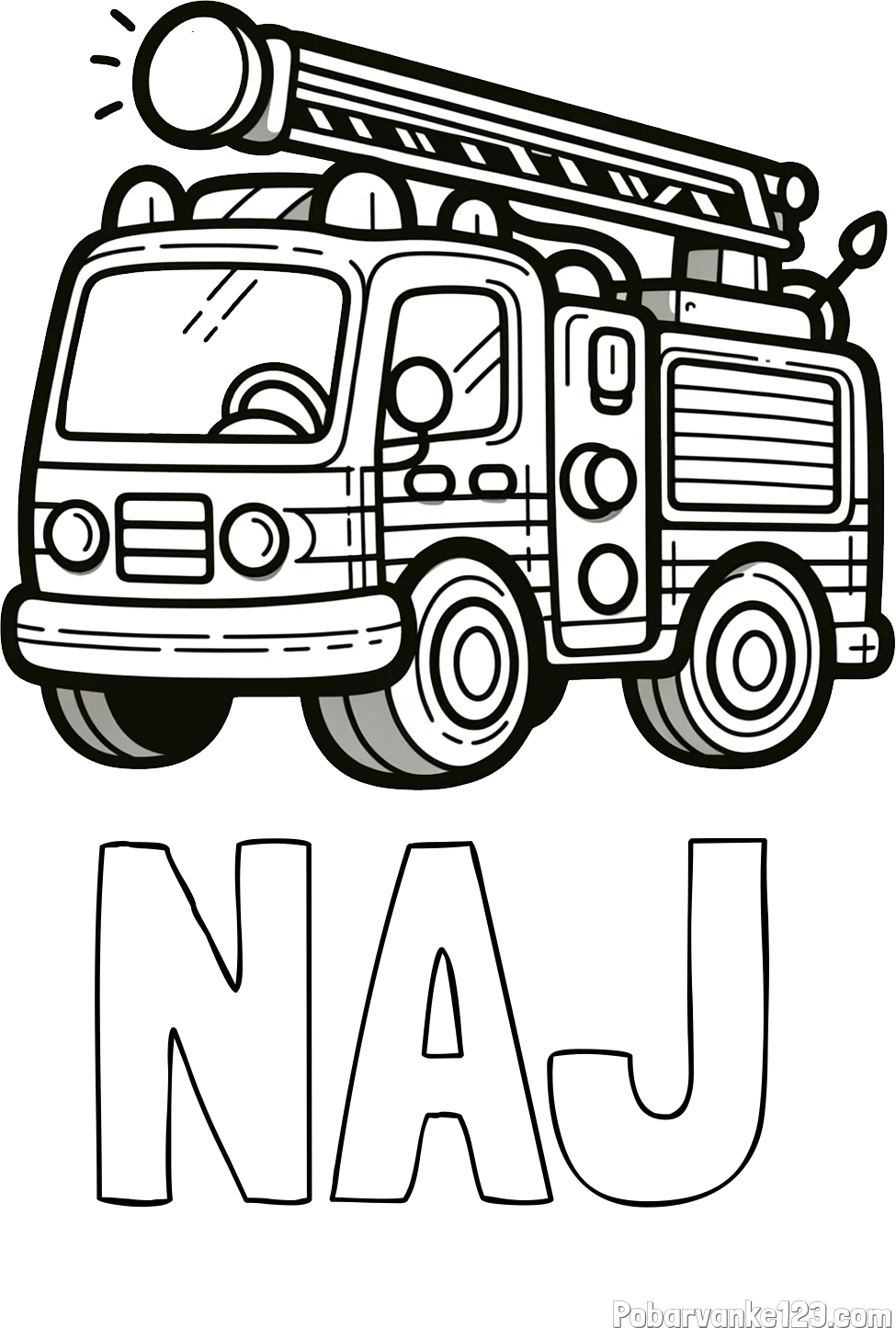 Pobarvanka imena NAJ in otroška pobarvanka preprostega gasilskega avta