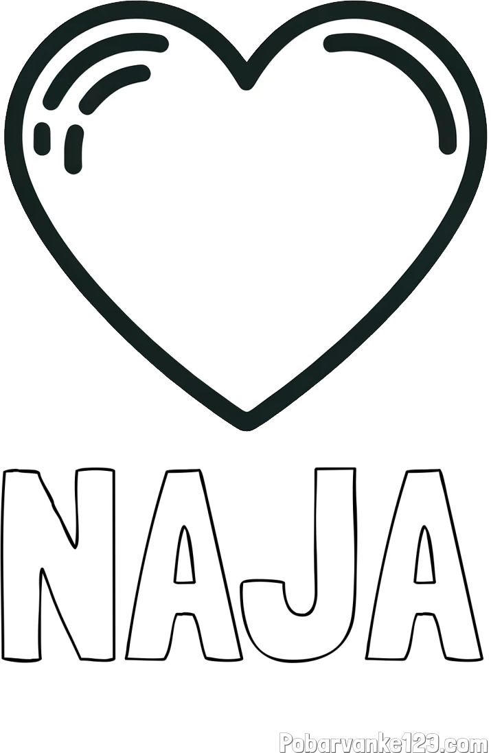 Pobarvanka imena NAJA in pobarvanka lepega srčka